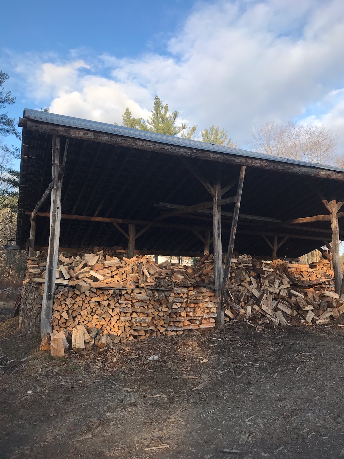 Firewood stored under the pavilion