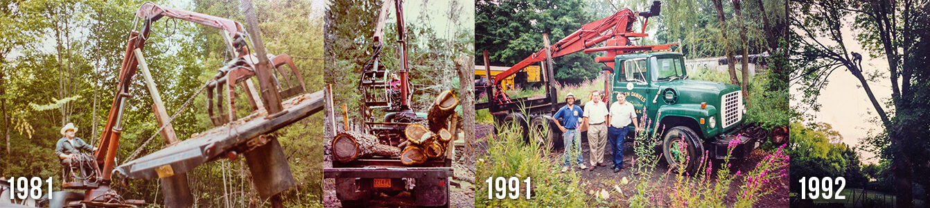 Daniels family tree service history photos, 1981-1992