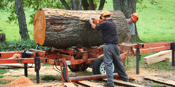 Milling a log on site